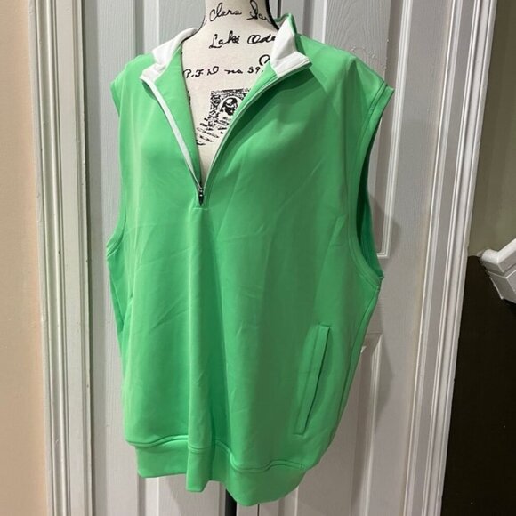 DONALD ROSS VEST PULLOVER PERFORMANCE GREEN LIME 1/4 ZIP UPF50 Sz XL GOLF SPORTY - Picture 10 of 14
